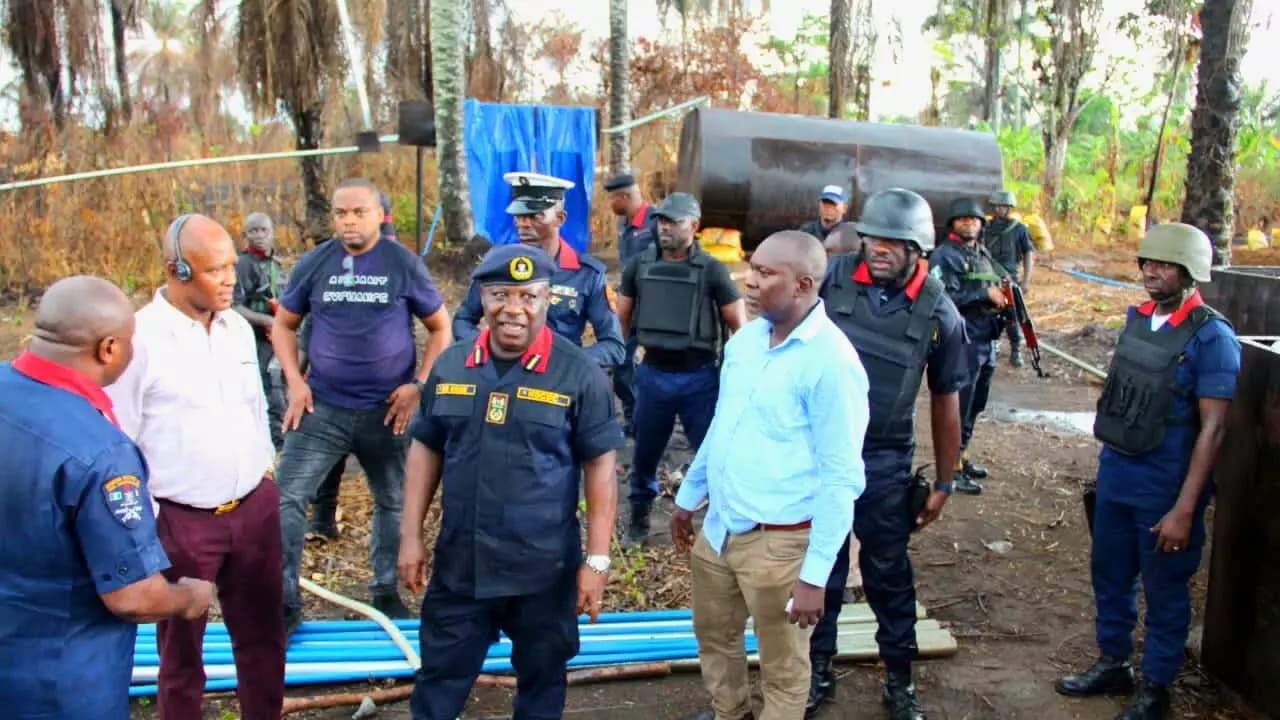 NSCDC Uncover llegal Refinery With Stolen Crude Oil In Imo